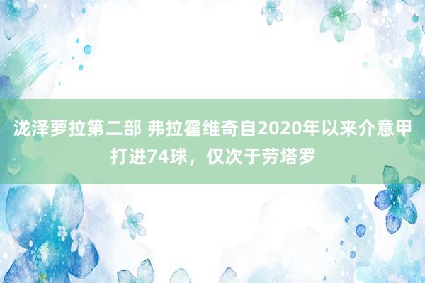 泷泽萝拉第二部 弗拉霍维奇自2020年以来介意甲打进74球，仅次于劳塔罗