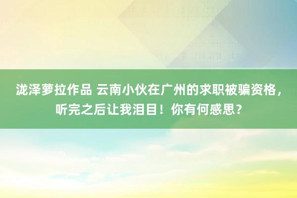泷泽萝拉作品 云南小伙在广州的求职被骗资格，听完之后让我泪目！你有何感思？