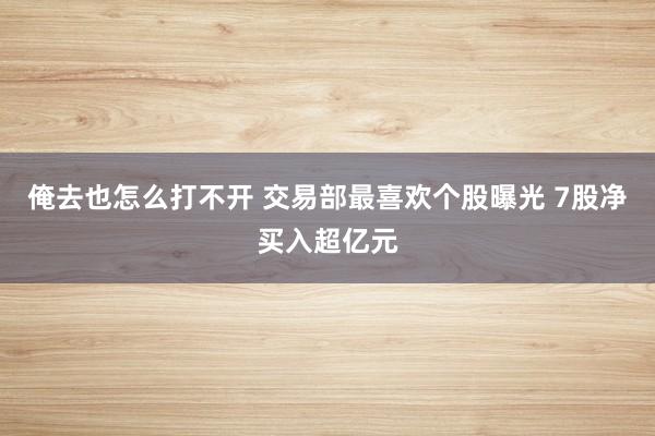 俺去也怎么打不开 交易部最喜欢个股曝光 7股净买入超亿元