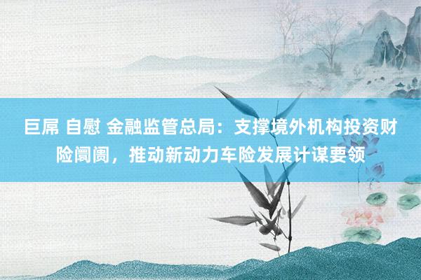巨屌 自慰 金融监管总局：支撑境外机构投资财险阛阓，推动新动力车险发展计谋要领