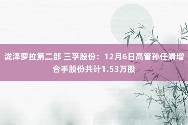 泷泽萝拉第二部 三孚股份：12月6日高管孙任靖增合手股份共计1.53万股