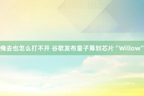 俺去也怎么打不开 谷歌发布量子筹划芯片“Willow”