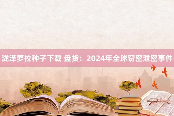 泷泽萝拉种子下载 盘货：2024年全球窃密泄密事件
