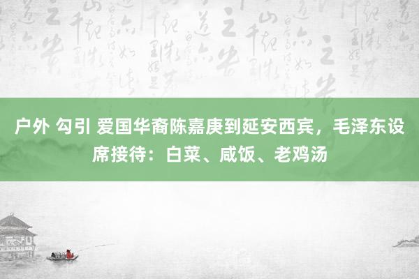 户外 勾引 爱国华裔陈嘉庚到延安西宾，毛泽东设席接待：白菜、咸饭、老鸡汤