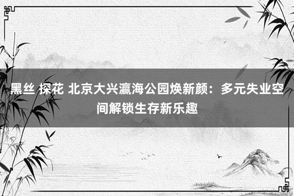 黑丝 探花 北京大兴瀛海公园焕新颜：多元失业空间解锁生存新乐趣