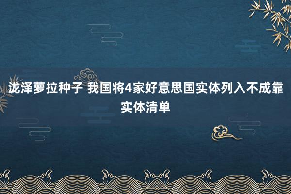 泷泽萝拉种子 我国将4家好意思国实体列入不成靠实体清单