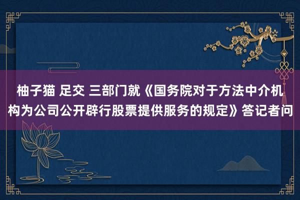 柚子猫 足交 三部门就《国务院对于方法中介机构为公司公开辟行股票提供服务的规定》答记者问