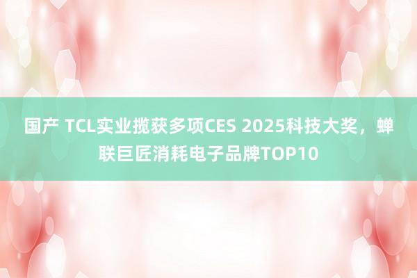 国产 TCL实业揽获多项CES 2025科技大奖，蝉联巨匠消耗电子品牌TOP10