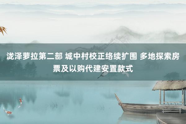 泷泽萝拉第二部 城中村校正络续扩围 多地探索房票及以购代建安置款式