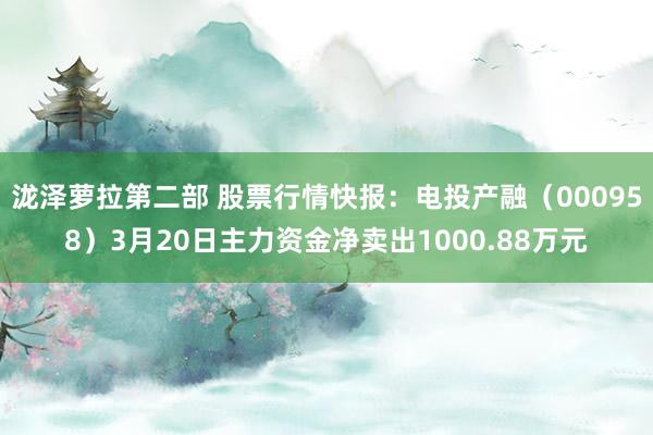泷泽萝拉第二部 股票行情快报：电投产融（000958）3月20日主力资金净卖出1000.88万元