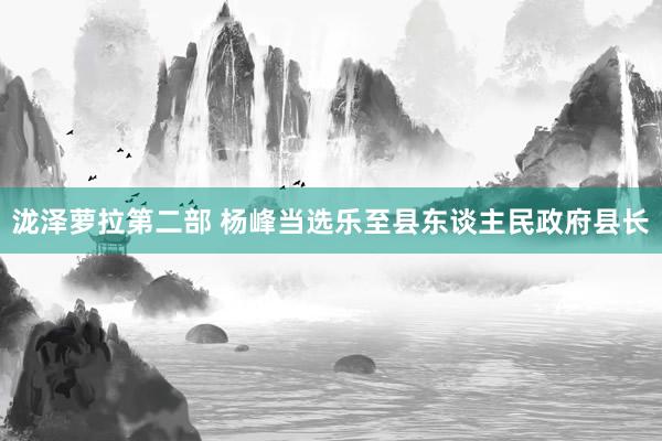 泷泽萝拉第二部 杨峰当选乐至县东谈主民政府县长