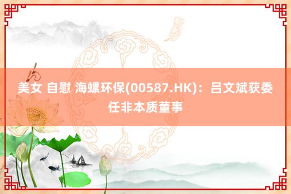 美女 自慰 海螺环保(00587.HK)：吕文斌获委任非本质董事