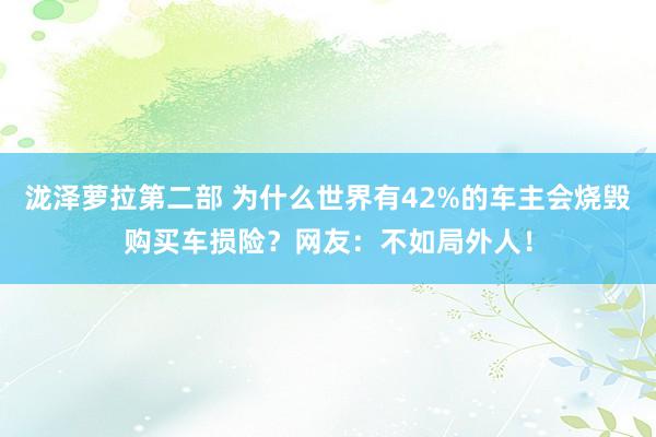 泷泽萝拉第二部 为什么世界有42%的车主会烧毁购买车损险？网友：不如局外人！
