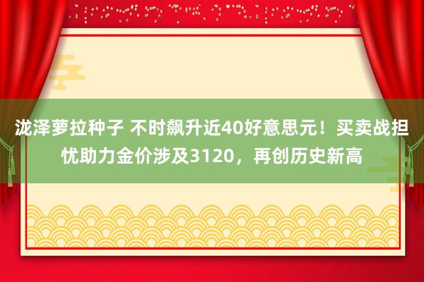 泷泽萝拉种子 不时飙升近40好意思元！买卖战担忧助力金价涉及3120，再创历史新高