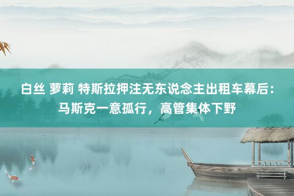 白丝 萝莉 特斯拉押注无东说念主出租车幕后：马斯克一意孤行，高管集体下野